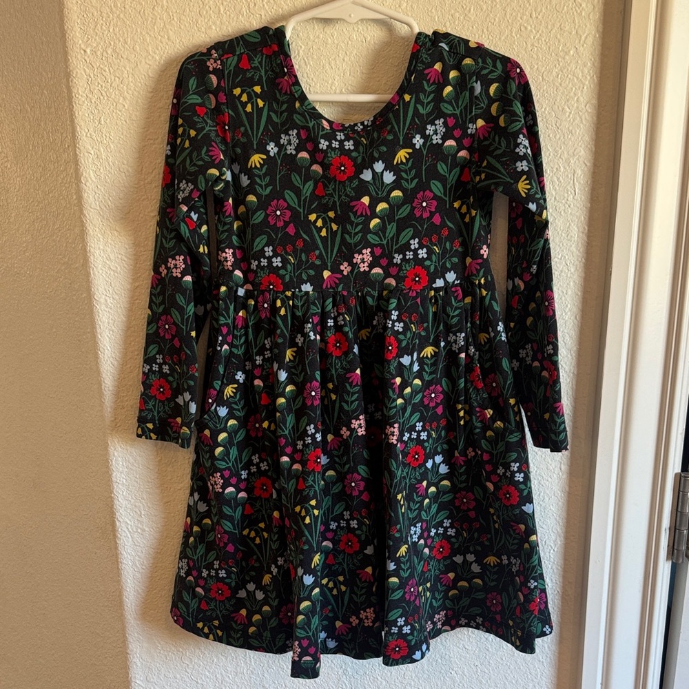 Hanna Andersson Floral Kids Dress - Black, Red, Green